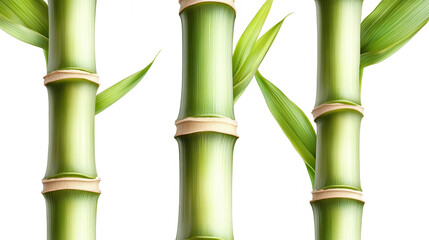 Obraz premium Close up of Vibrant Green Bamboo Stalks and Leaves Against Black Backdrop