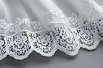 Delicate white lace trim, flowing fabric