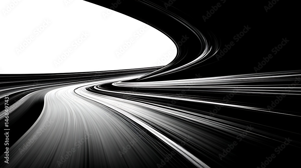 Poster Curving lines create a sense of speed and motion