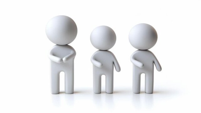 Three Abstract Figures Standing Together on a Minimalist Background