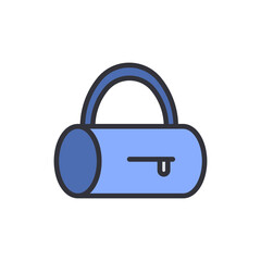 Isolated light blue gym bag icon with white background, travel concept