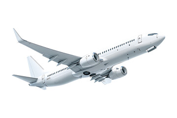 Flight airplane white color isolated on transparent background 
