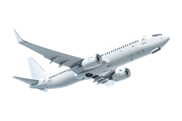 Flight airplane white color isolated on transparent background 
