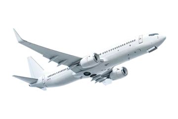 Poster Flight airplane white color isolated on transparent background  