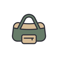 Illustrated duffel bag icon with a modern and minimalistic design style