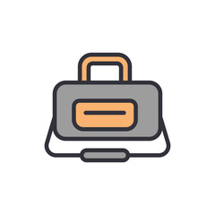 Minimalistic flat illustration of a sport bag isolated against a white backdrop