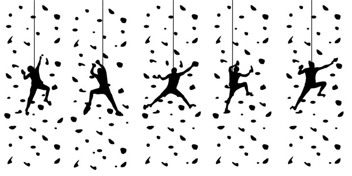 Silhouette of a Climber on a Rock Climbing Wall