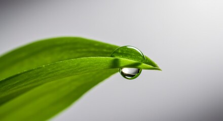 Delicate dewdrop on vibrant leaf