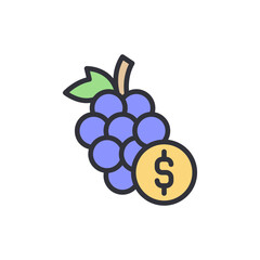 Illustration showcasing the cost of fresh grapes market, price idea