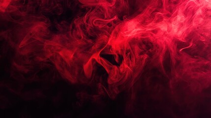 Abstract red smoke clouds on dark background, a powerful visual element