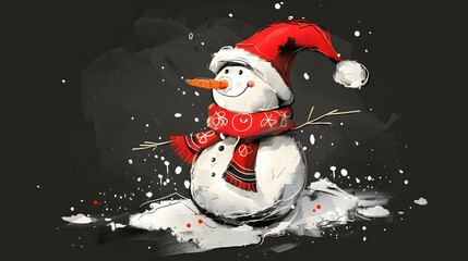 Cute cartoon snowman pictures in winter