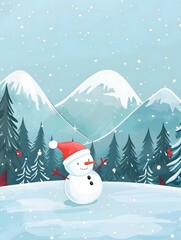 Cute cartoon snowman pictures in winter
