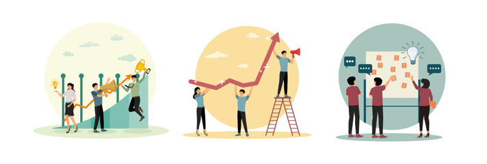 Team strategy. Develop or improve work efficiency. Idea Brainstorming Session.