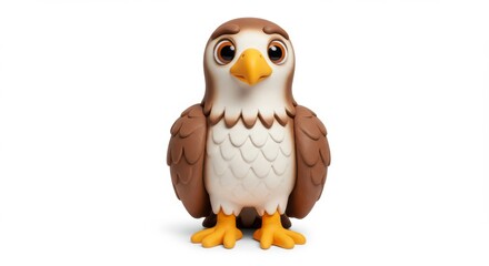 Naklejka premium Adorable Cartoon Eagle Character Isolated on White Background for Children's Illustration and Educational Materials Design