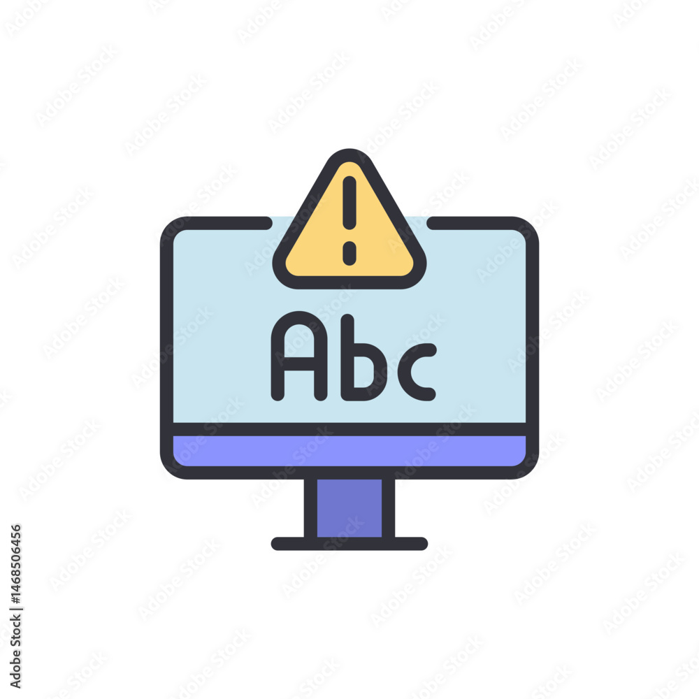 Poster desktop screen displaying the warning sign over the text, a system alert
