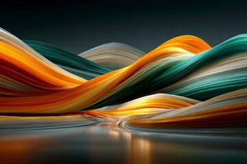Abstract Colorful Waves Reflecting in Water Modern Art Design Digital Illustration Vibrant L