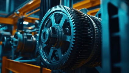 Fototapeta premium Close-up of large industrial gears