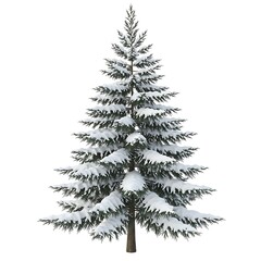 Fototapeta premium 3D Winter Pine Tree Covered in Snow