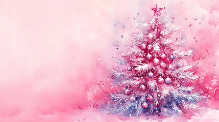 Fototapeta premium Pink romantic Christmas and winter elements