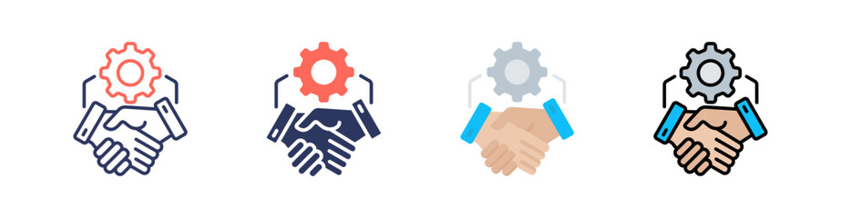 Cooperation Multi Style Icon Set Vector 