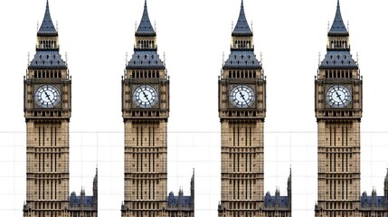Big Ben iconic clock tower London views transparent background 
