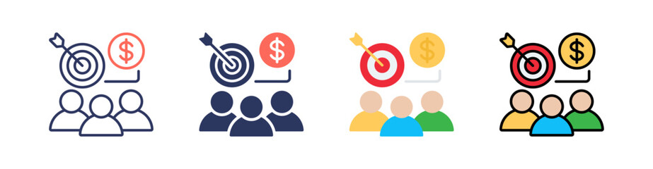 Objective Multi Style Icon Set Vector 