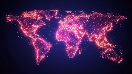 Vibrant Network Map of the World Highlighting Global Connectivity