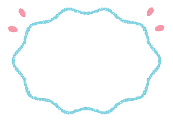 クレヨンタッチのほわほわ楕円フレーム/ブルーライン