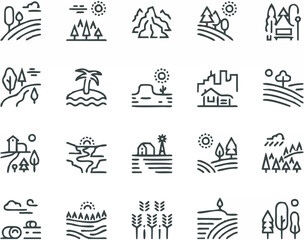 Nature & Landscape Line Icons...