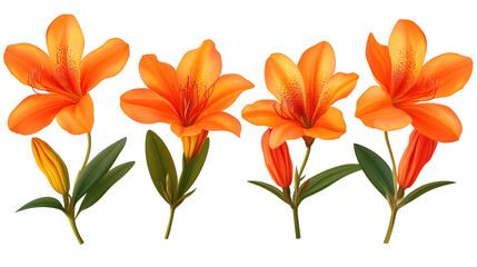 Fototapeta premium Striking orange lily flowers isolated on Transparent Background, floral elegance