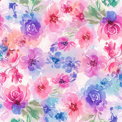 Watercolor floral pattern background