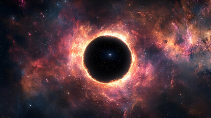 Fototapeta premium A celestial view of a black hole surrounded by nebulae.