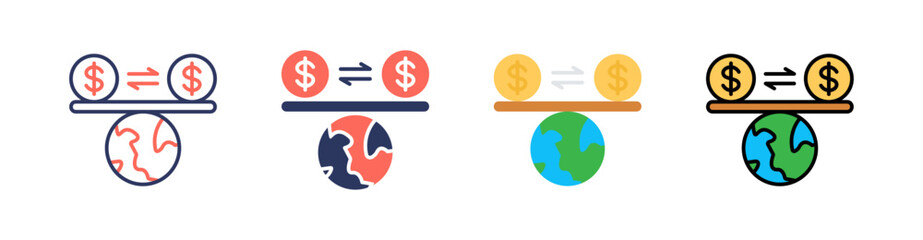 Balance Multi Style Icon Set Vector 