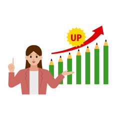 成績アップをアピールする先生のイラスト