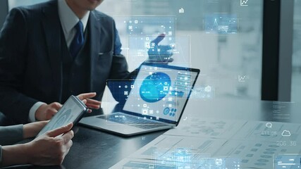 Group of business people meeting and digital data concept - Powered by Adobe