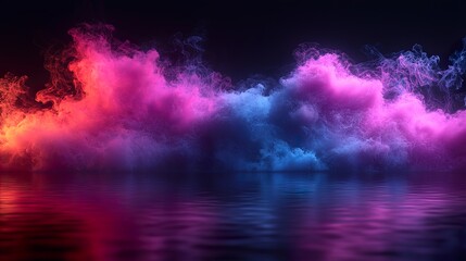 Abstract multi color paint explosion on black background. Paint clouds on black background illustration 