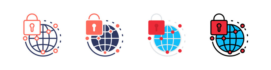 Data Security Multi Style Icon Set Vector 