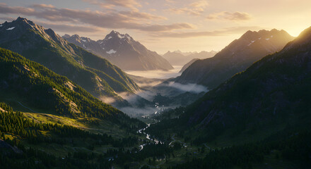 3D Render of Beautiful Mountain Valley