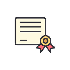 Aesthetic diploma icon with pink ribbon isolated on white background