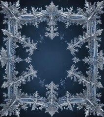 Intricate blue & silver snowflake frame  Ideal for festive winter projects ,  silver,  clipart,  icy