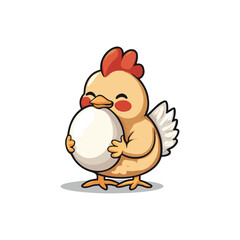 chicken mascot vector hugging egg cute design
