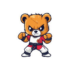 cute design fighter bear mascot vector