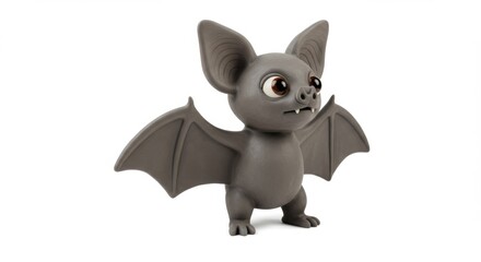 Naklejka premium Cute Cartoon Bat Character Standing with Wings Spread Isolated on White Background for Halloween Themed Projects and Children's Illustrations