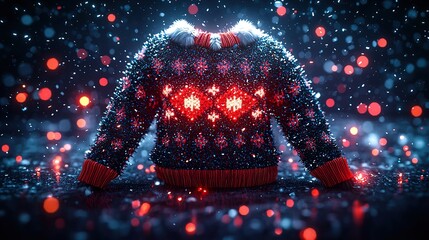 An absurdly ugly Christmas sweater with fluffy pompoms and a scattering of sequins,party outfit,  HD 8K eid ul azha wallpaper Photographic Image