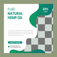 Cbd natural hemp oil square social media post banner design
