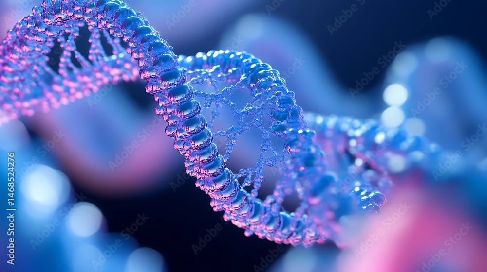 Aufkleber microscopic view of dna double helix: a 3d render of genetic code