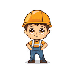 construction worker mascot vector cute design