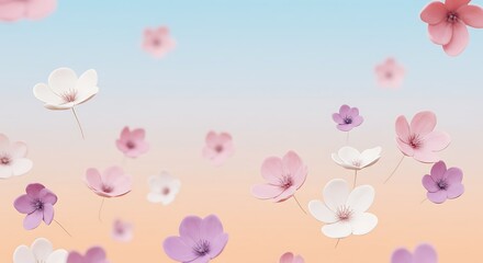Obraz premium Pastel Floral Background: Soft Pink & Peach Gradient