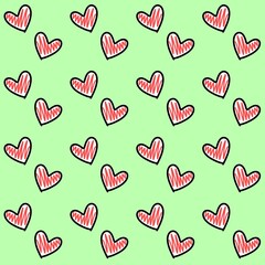 Heart shape seamless pattern. Hand drawn love seamless pattern. For valentine's theme design