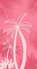 Pink Palm Tree Tropical Summer Background